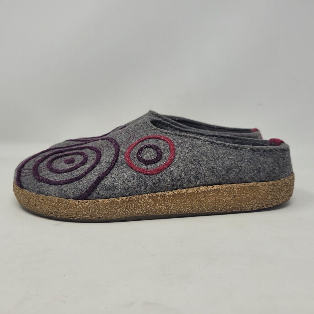 Haflinger Clogs EU40 US9 Gray Wool Felt Swing Swirls Geometric Slippers Slip On - Picture 6 of 11